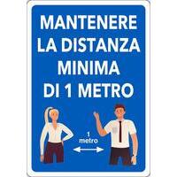Pannello 30x20 alluminio mantenere le distanza di 1mt