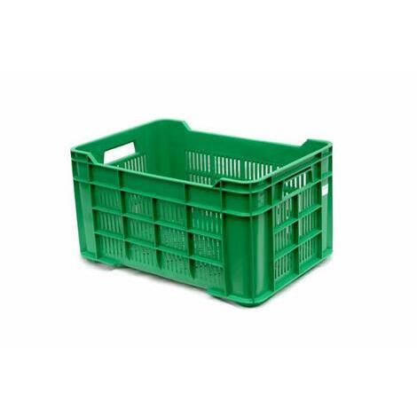 Cassetta agricola aperta, colore verde, per la raccolta di frutta, verdura e olive. Dimensioni 40x60x32 cm, capacit  60 litri.