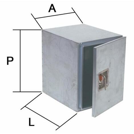 Cassetta porta-attrezzi in lamiera piegata e saldata. Misure: 350mm X 450mm X 450mm