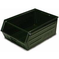 Contenitori insostituibili nelle officine, nei magazzini di utensili e materiali vari. Costruiti in lamiera di acciaio lucida, stampata con nervature speciali, verniciati a fuoco in colore verde scuro.