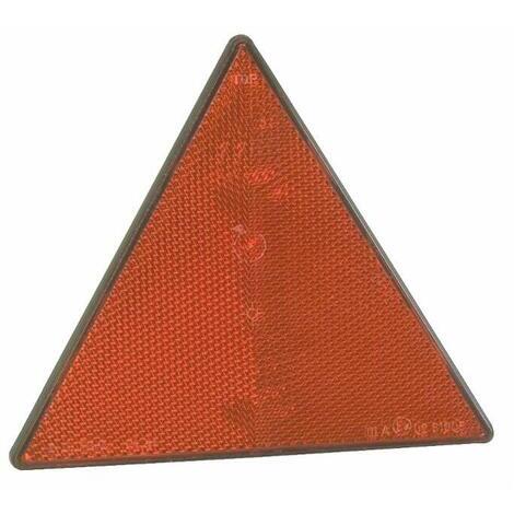 Triangolo rifrangente rosso con viti M6x16 mm, in metacrilato e fissato alla base con ultrasuoni, interasse 85 mm, retro-riflettente classe III A, dimensioni 160x139 mm