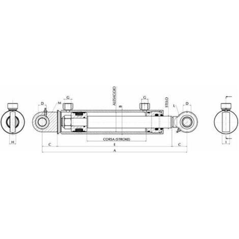 Cilindro idraulico 050X025X1000 con attacchi