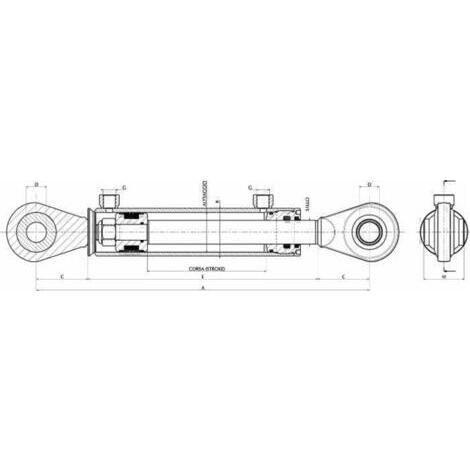 Cilindro idraulico 080X040X0950 con snodi