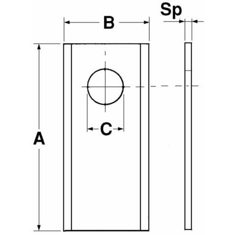 Coltello diritto per falciatrici rotative 96X50X4,  foro 19mm, adattabile Pottinger rif.434994