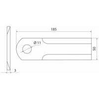 COLTELLO TRINCIAPAGLIA 185X50X3,  FORO 18MM. ADATTABILE A LAVERDA 320706150.