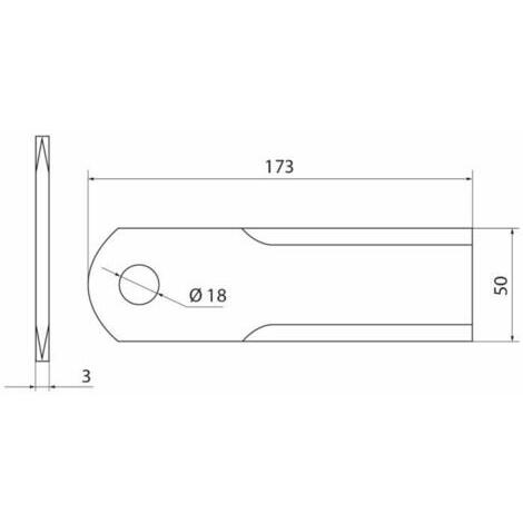 Coltello trinciapaglia misura 173X50X3  foro 18mm