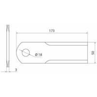 Coltello trinciapaglia misura 173X50X3  foro 18mm