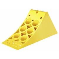 Cuneo fermaruota in plastica giallo a norma DIN 76051, raggio 360mm, portata 4.200kg