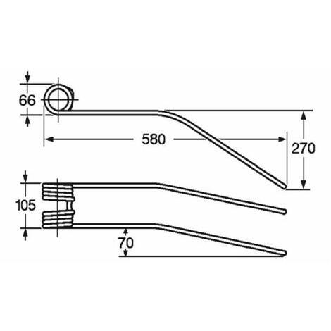 Dente giroandanatore  9, L=580 adattabile a Cimac e Gherardi.