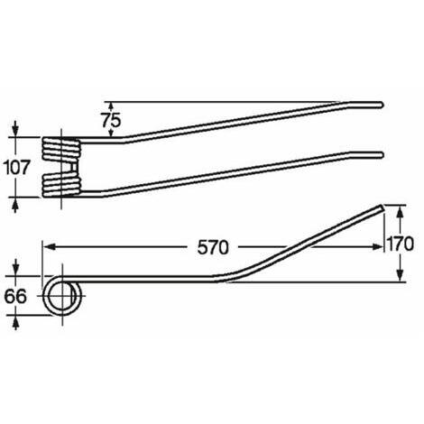 Dente giroandanatore adattabile a FIORINI rif. 36161090, modello destro con piega centrale
