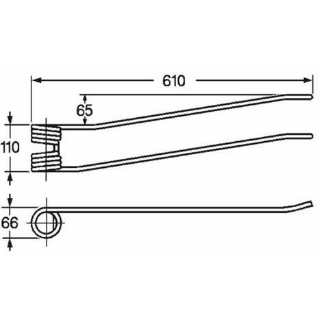 Dente giroandanatore adattabile Fiorini, modello lungo 610mm destro