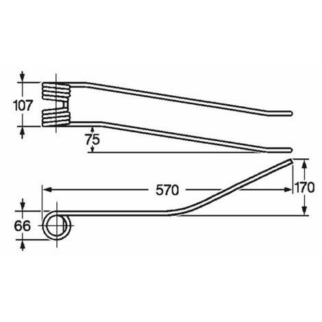 Dente giroandanatore adattabile a FIORINI rif. 36261090, modello sinistro con piega centrale