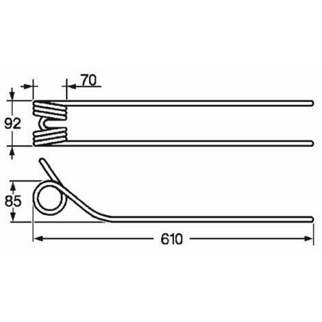 Molla giroandanatore adattabile Kuhn rif 57562500 e K8013670. Lunghezza 610mm,  filo 9,5mm