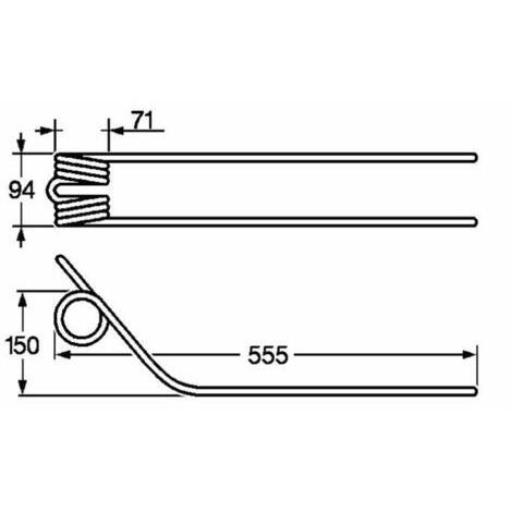 Dente giroandanatore adattabile KUHN rif. 57720200/A,  filo 9,5mm