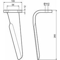 Dente DX adattabile PERUGINI , foro Ø14,5