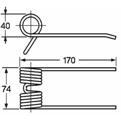 Dente pick-up per pressa/rotopressa adattabile FERABOLI rif. 18P0003, lunghezza 170mm,  filo 5,5mm