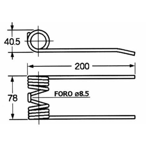 Dente rotopressa adattabile CLAAS rif. 807.297.2,  filo 6mm