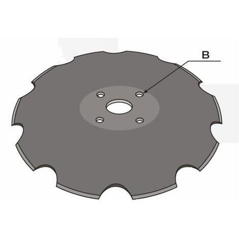 Disco per frangizolle dentato diametro 610 con foro da 75 mm, spessore 6 mm FDA 14,5 su 128