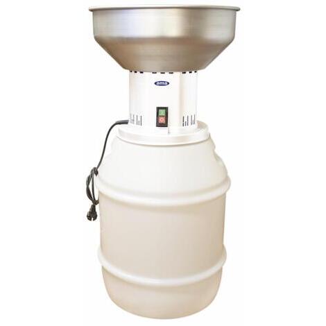 Elettromulino Magico 1,6 hp in acciaio INOX e alluminio con tramoggia da 17 Lt e bidone da 50 Lt. Produzione oraria 30-210 Kg/h. Fornito con 3 setacci facilmente sostituibili.