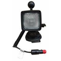 Faro lavoro alogeno 100x100mm con maniglia, base magnetica e cavo spiralato 3,5m, Staffa a omega, Orientabile, Connettore AMP, ABS e vetro,Ad ampio raggio, Lampadina non inclusa, IP66