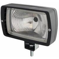 Faro lavoro alogeno rettangolare 168x100mm con interruttore, staffa orientabile, lampadina non inclusa, ABS e vetro