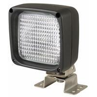 Faro lavoro alogeno 100x100 mm ad ampio raggio orientabile con staffa a omega. Connettore AMP, ABS e vetro. Lampadina H3 non inclusa (Art. 00299, Art. 00446)