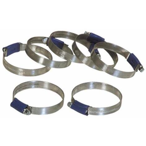 Fascetta stringitubo Aba serraggio 70-90 mm, banda 12 mm in acciaio al carbonio zincato. Vite a testa esagonale (7 mm) con taglio a cacciavite. Esente da bave e bordo arrotondato. Carter blu.