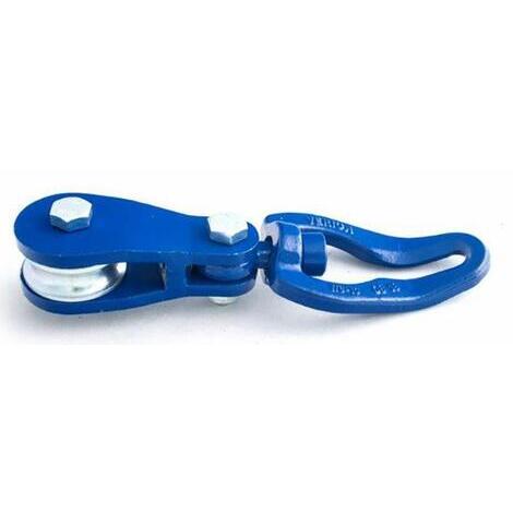 Gancio fune/catena girevole Grado 100 con puleggia per fune. Per catena  7/8mm. Lunghezza totale 240mm