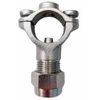 Getto a morsetto in ottone nichelato con ghiera, viti inox e O-ring. 22mm, filetto 1/2''