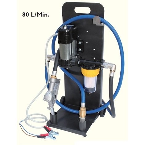 ELETTROPOMPA DIESEL 12 V COMPLETA DI CARRELLO 80LIT/MIN 