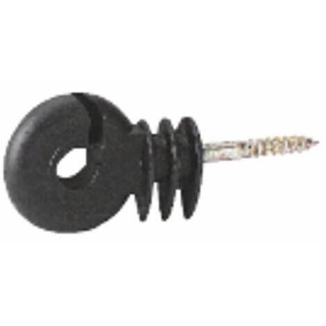 Isolatore nero ad anello con vite corta per legno  6mm