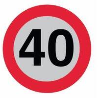 Limite di velocit  40 Km/h adesivo,  200 mm. Protetto da pellicola rifrangente cl.2