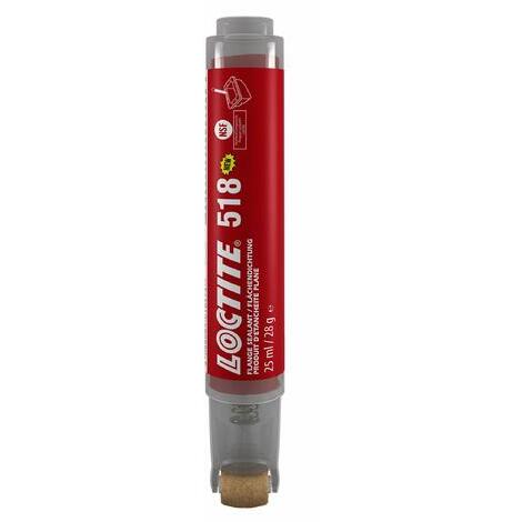 LOCTITE 518,25 ml. Sigillaflange anaerobico a media resistenza che polimerizza in assenza di ossigeno e a contatto col metallo. Le applicazioni tipiche includono la sigillatura delle flange metalliche rigide con poco gioco. Sigilla a bassa pressione immed