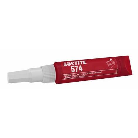 Loctite 574,50ml. Sigillaflange metalliche rigide con poco gioco che polimerizza in assenza di ossigeno e a contatto col metallo. Sigilla a bassa pressione immediatamente dopo l'assemblaggio delle flange. Ha una resistenza elevata agli oli e eccellente a 