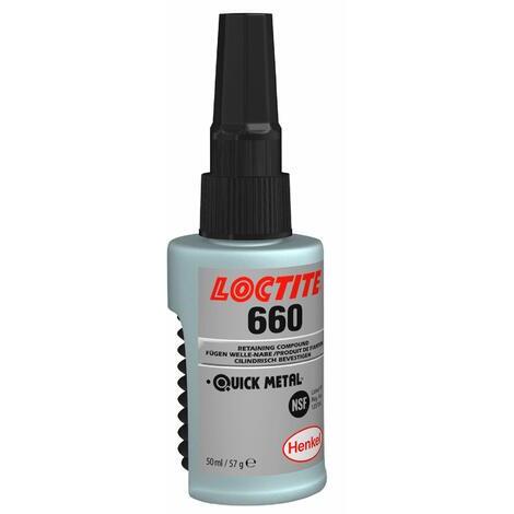 LOCTITE 660, 50ml.Bloccante ad alta resistenza con ottime capacit  riempitive (fino a 0,5 mm). Permette di riutilizzare sedi di cuscinetti, chiavette o millerighe consumati senza ulteriori lavorazioni.