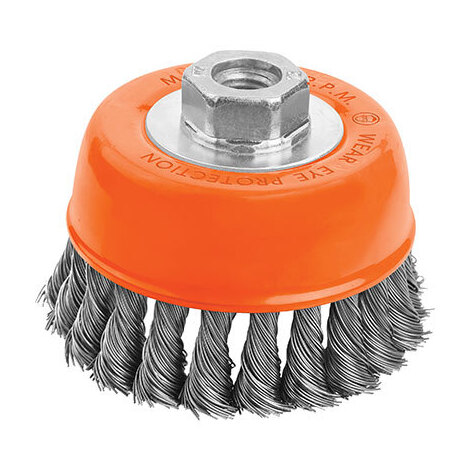 Spazzola  acciaio  ritorto  a  tazza  +  fil  7701  wokin - Mm  125  f.m14  770105