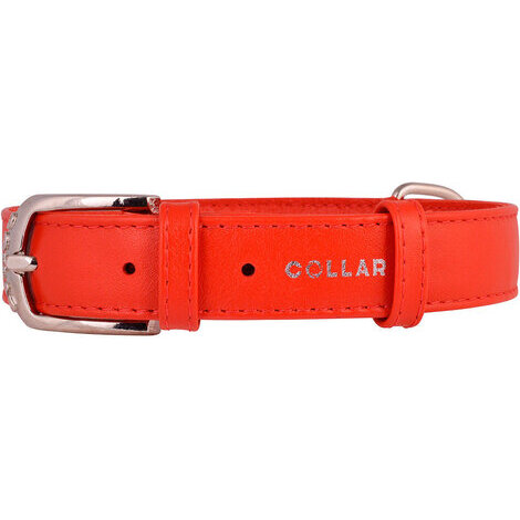 19-25 cm x 9 mm collare glamour rosso in pelle per cane - collarino cani fibbia