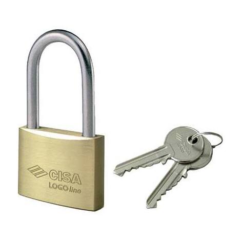 Lucchetto  arco  lungo  21011  logo - Ottone  arco  cromato  chiavi  2  mm  50x80