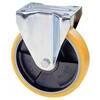 Ruota  a  forcella  su  piastra  22a  avo - A/zincr/pol.gial  d/ghisa  d.mm  125x25  p.mm  100x85