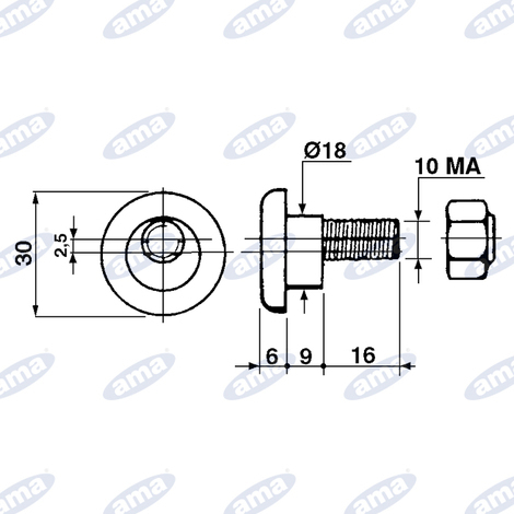 Bullone porta lama adattabile VICON rif. 900.81160, 10 MA
