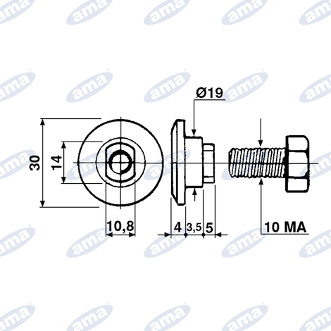 Piattello portalama con bullone adattabile a BCS rif. 562296140+311122081