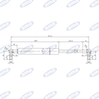 Molla a gas estensione massima 515 mm 360N, corsa 210 mm, asta 8 mm tubo 18 mm, attacco sfere in metallo M8x14 mm