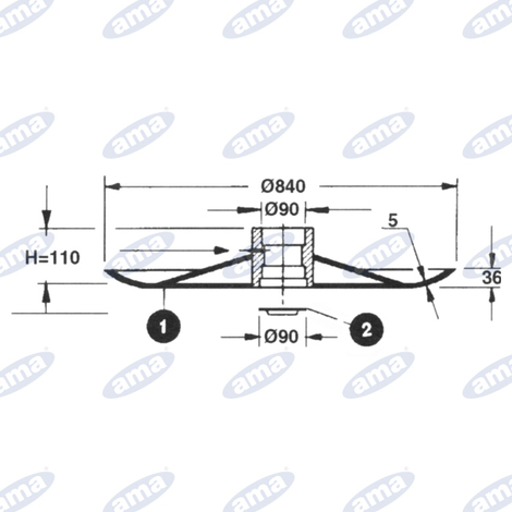 Piattello  90mm per disco folle rif Ama 39074 e 39075. Adattabile a Superitino model 165/185.