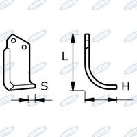 Zappa DX adattabile DONDI;KVERNELAND, L=205,H=110,S=22,Øforo14,5, interasse46,piatto80X8