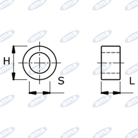 Boccola diametro esterno 25mm, diametro interno 16,5mm, lunghezza 48,5mm.