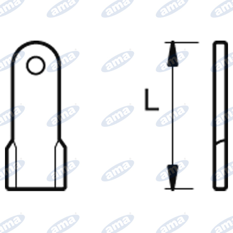 Coltello dritto lunghezza 115mm, � 16,5mm, piatto 40x8mm adattabile Celli