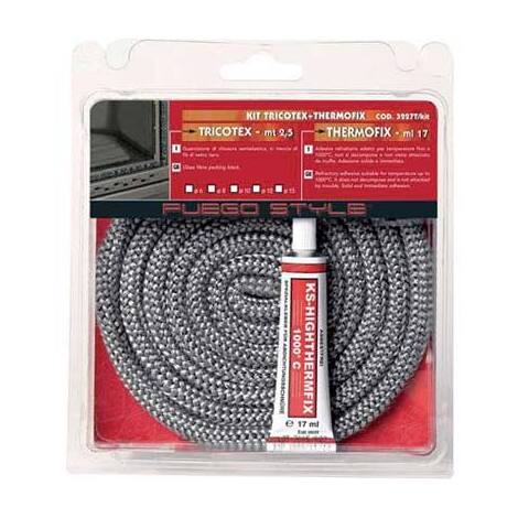 Guarnizione  treccia  +  adesivo  x  stufa  fuego - Mm  12  mt  2,5