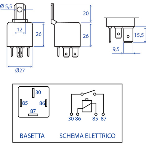 RELE' AVVIAMENTO 12V CON STAFFA