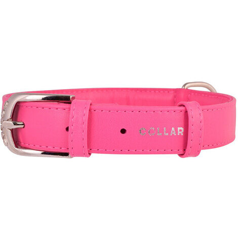 19-25 cm x 9 mm collare glamour rosa in pelle per cane - collarino cani fibbia