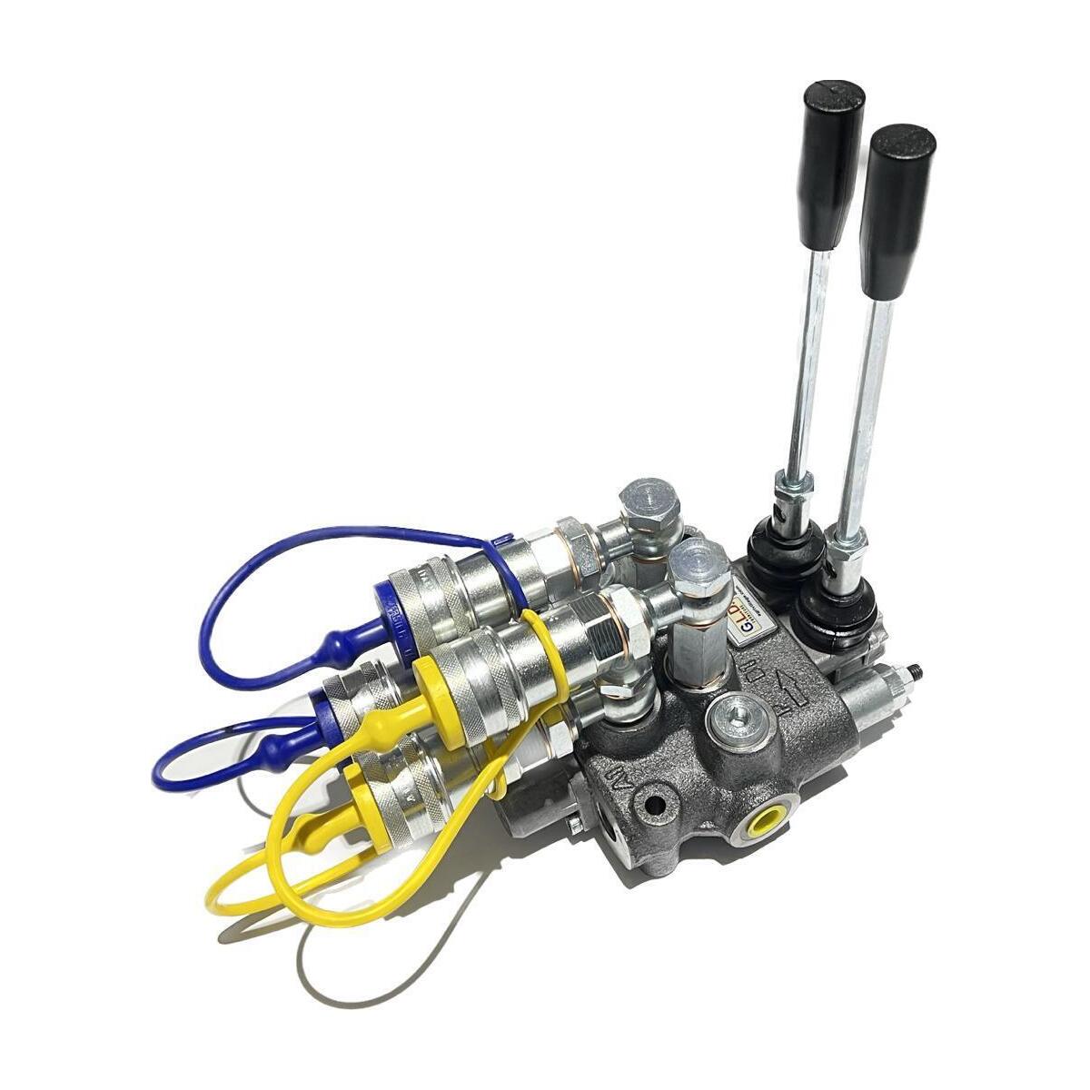 Distributore Oleodinamico Doppio Effetto A 2 Leve 3/8" 40 Litri 180 Bar Completo Di Innesti Rapidi 00123612 - Foto 4